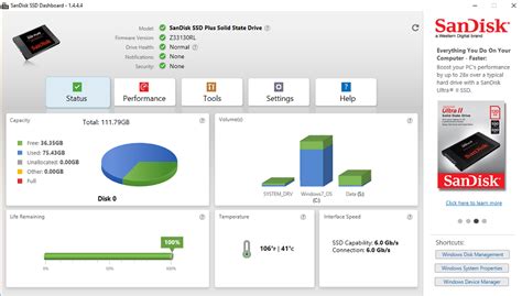 SanDisk SSD Dashboard.